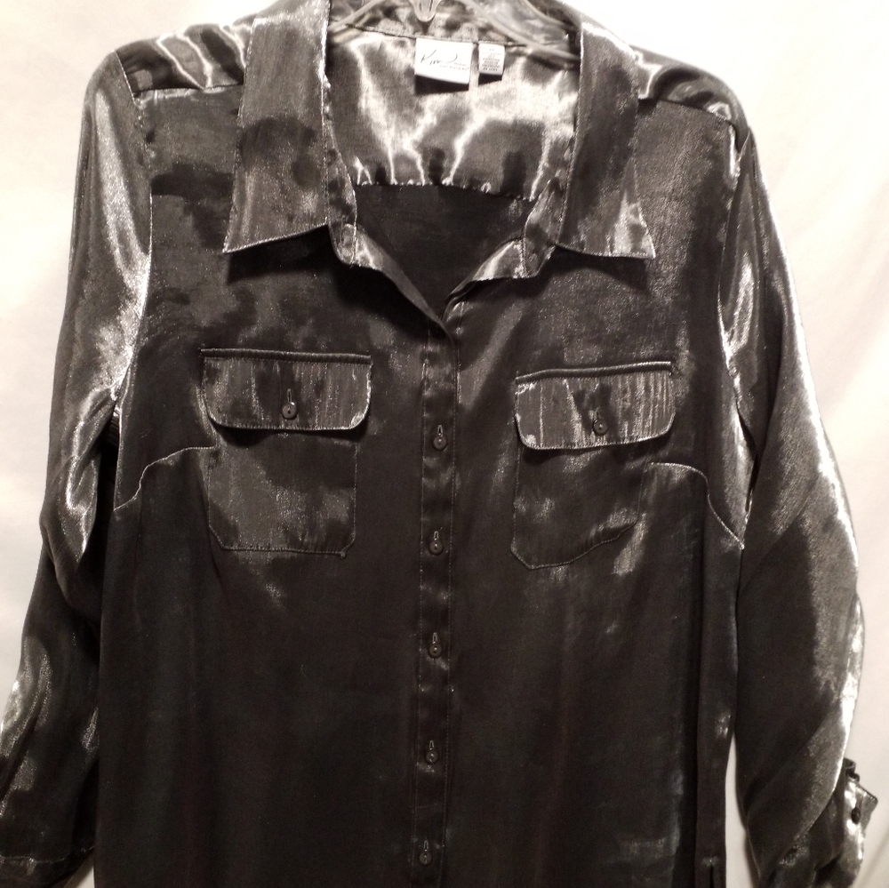 Gray satin blouse